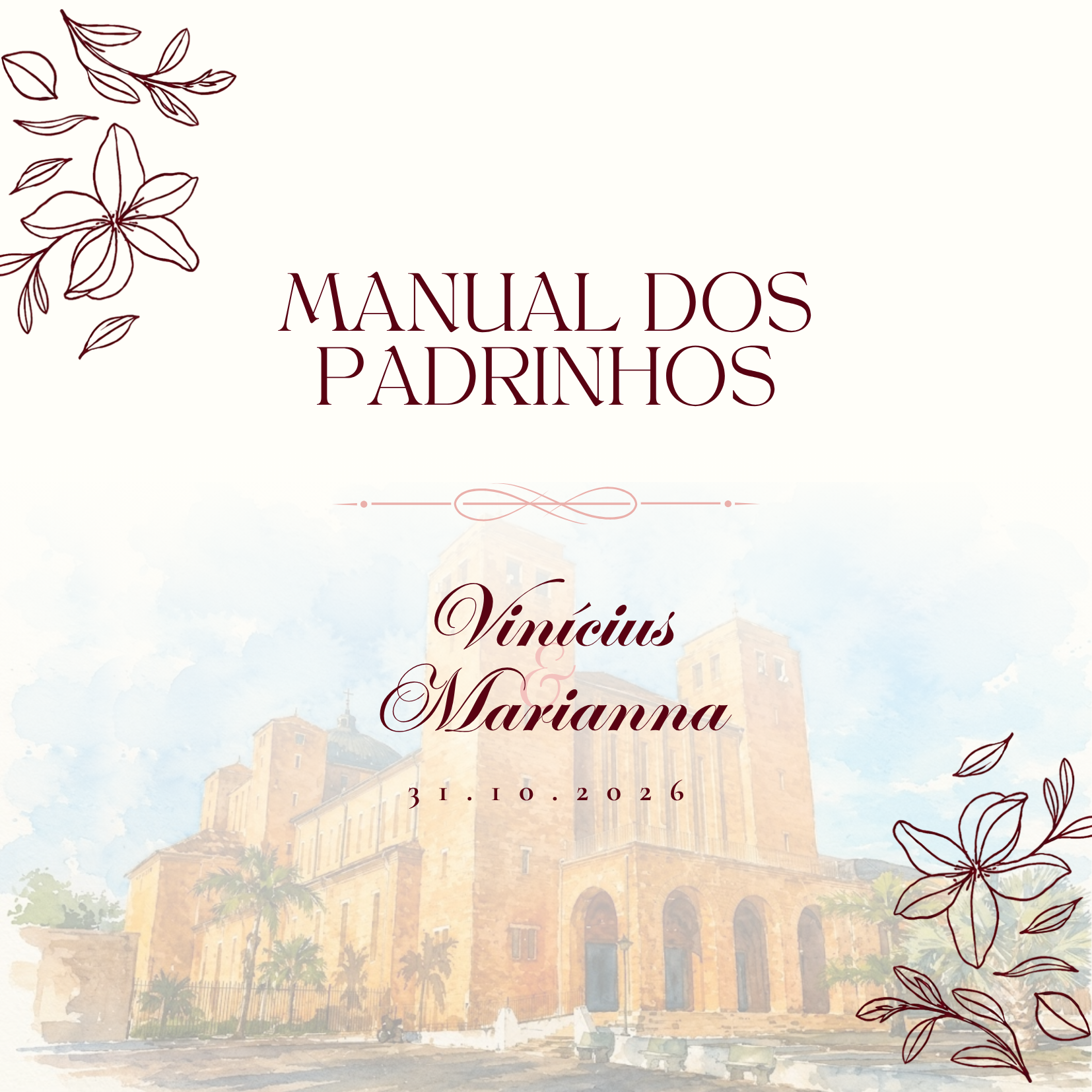 Capa do manual da madrinha de Vinícius e Marianna