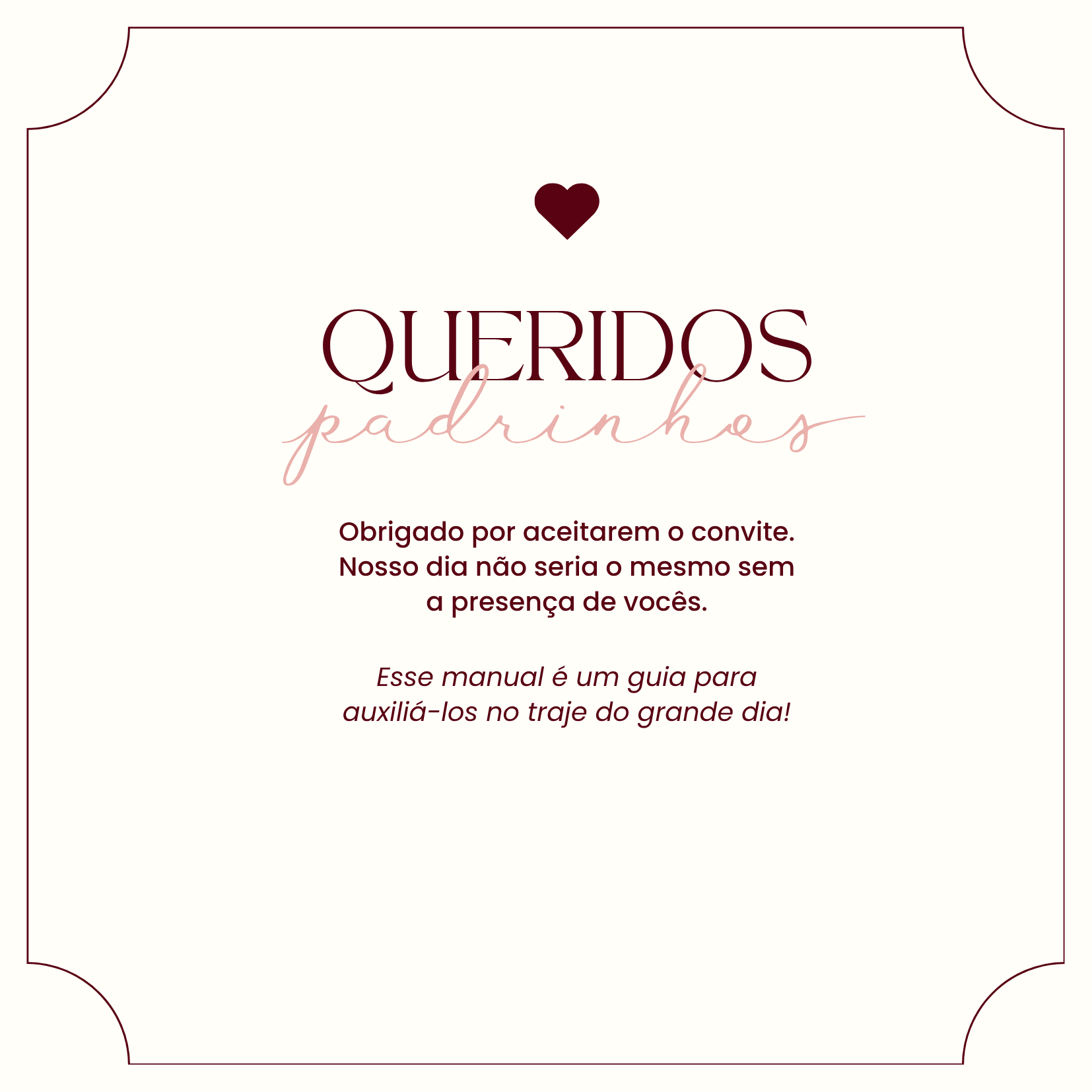 Mensagem aos padrinhos e madrinhas