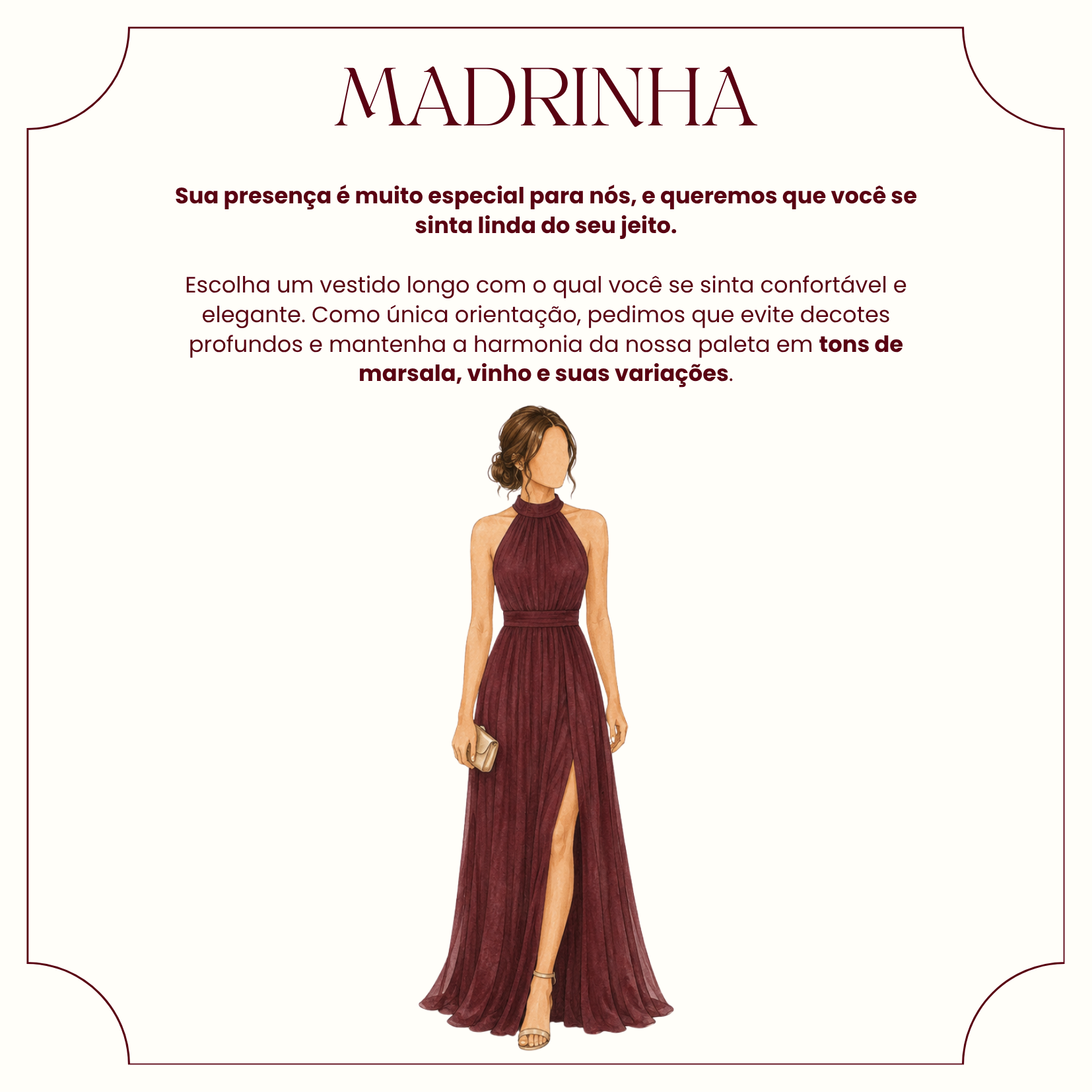 Orientações de vestido para madrinha